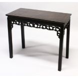 A LATE 19TH / EARLY 20TH CENTURY CHINESE HARDWOOD RECTANGULAR TABLE, with entwined carved and