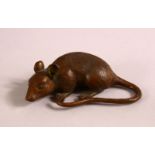 A JAPANESE BRONZE FIGURE OF A RAT, the underside with a mark, 9cm