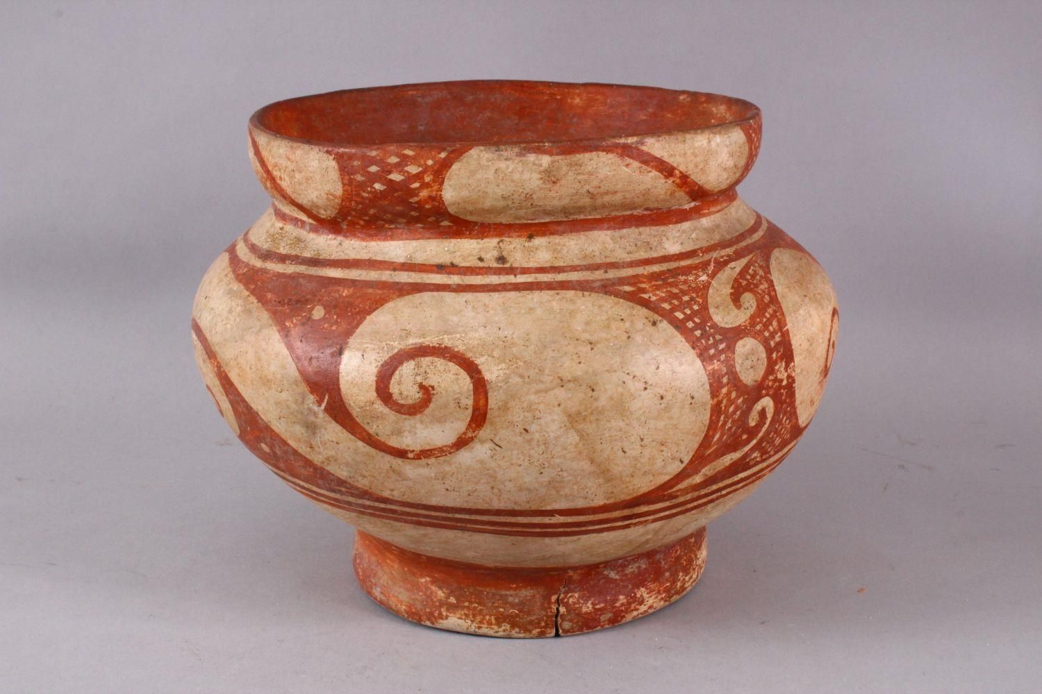 AN EARLY THAI BAN CHIANG POTTERY VASE, with stylized wave decoration, 25cm diameter x 19cm high - Image 2 of 6