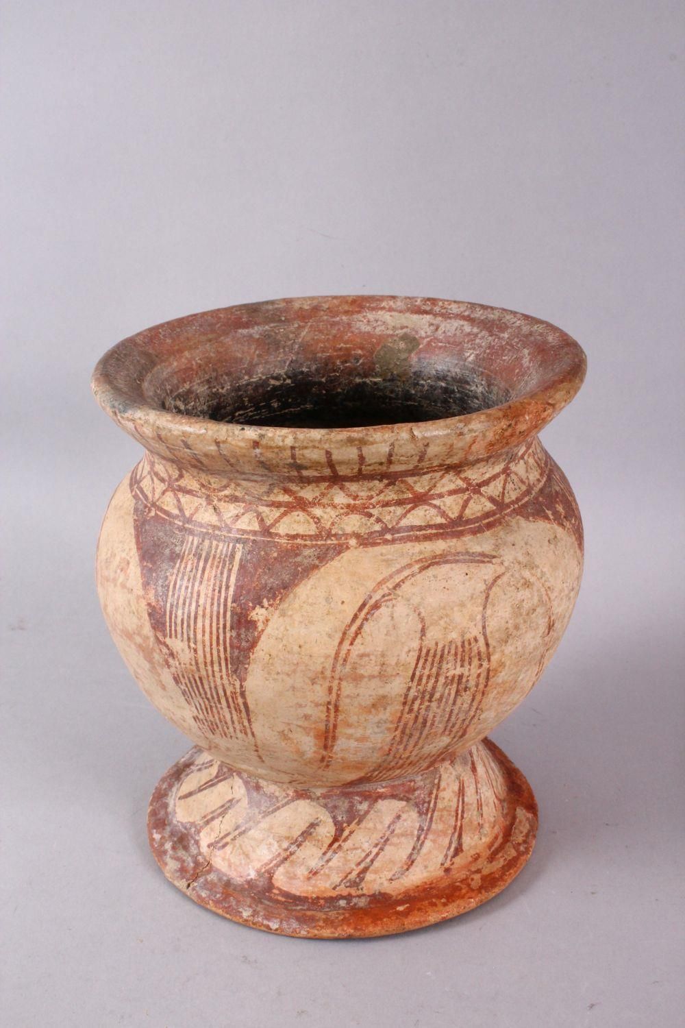 AN EARLY THAI BAN CHIANG POTTERY VASE, with stylized floral motif decoration, 15cm diameter x 16.5cm - Image 4 of 7