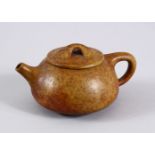 AN UNUSUAL CHINESE YIXING TEAPOT, with marks to inner lid and impressed seal mark to base, 16cm at
