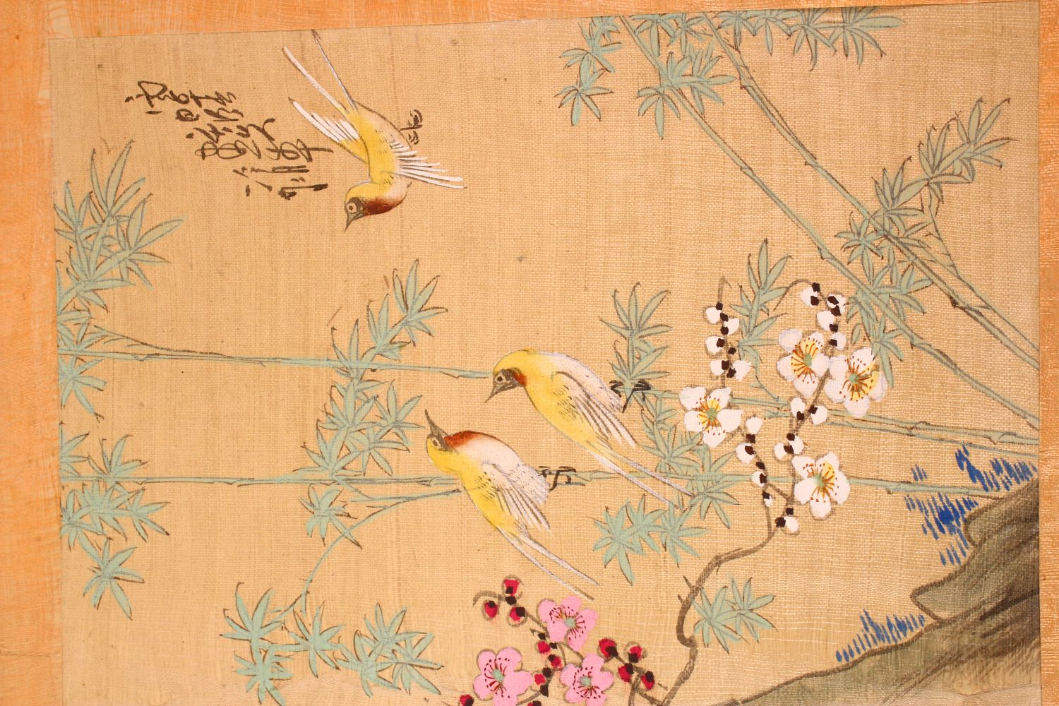 A COLLECTION OF FIVE CHINESE PAINTINGS ON PAPER, depicting scholars, birds, and a figure on a - Image 5 of 7