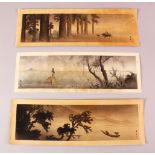 THREE JAPANESE WOODBLOCK PRINTS BY SHOUN YAMAMOTO 1870 - 1965, each depicting countryside views,