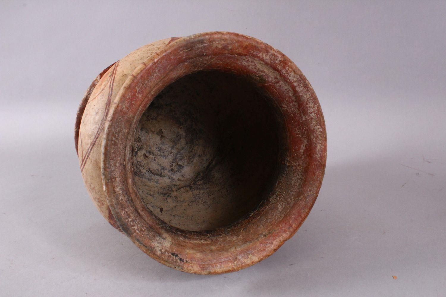AN EARLY THAI BAN CHIANG POTTERY VASE, with stylized floral motif decoration, 15cm diameter x 16.5cm - Image 6 of 7