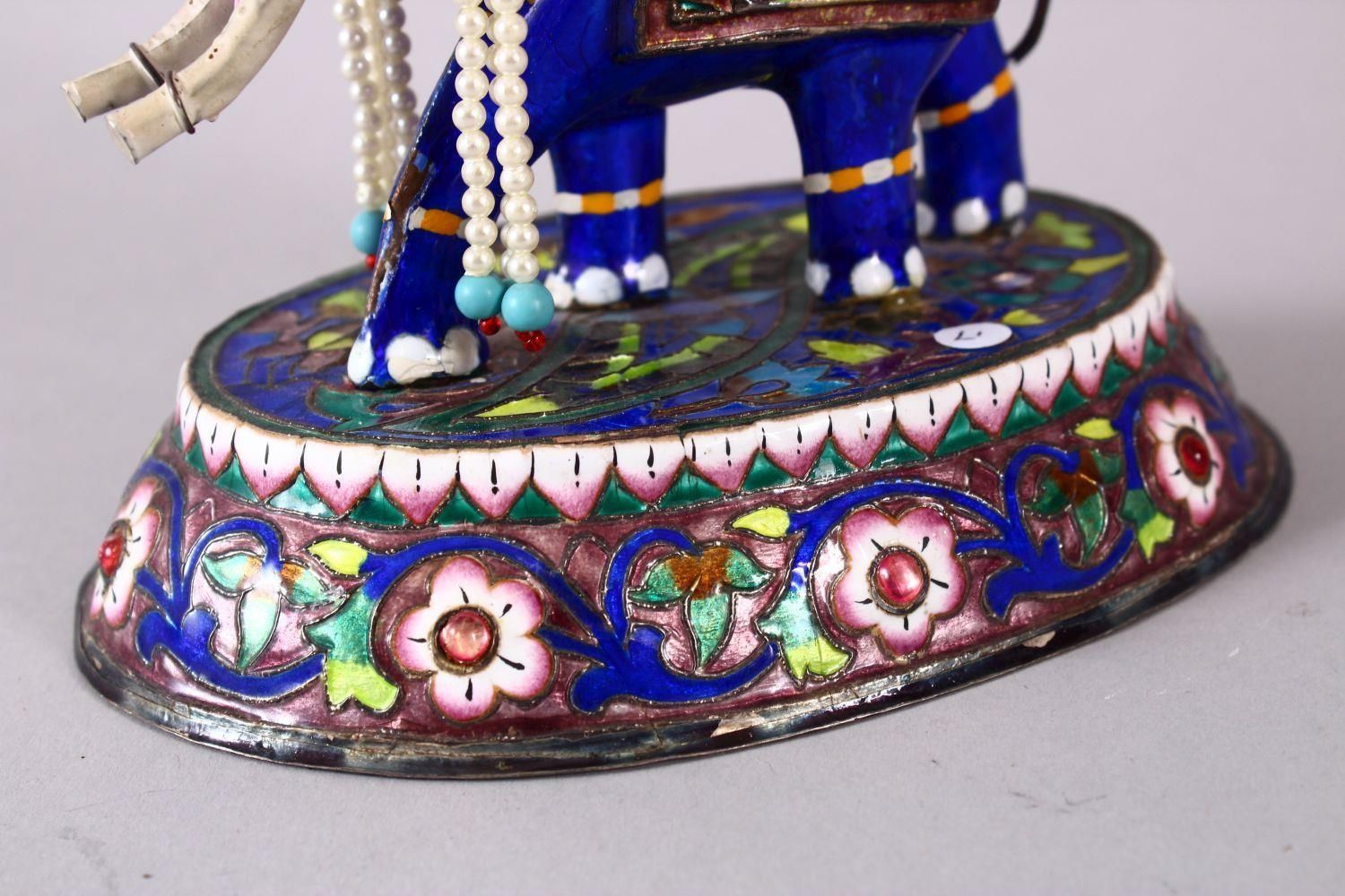 A 19TH / 20TH CENTURY INDIAN SILVER & ENAMEL MODEL OF AN ELEPHANT AND FIGURES, the elephant carrying - Image 6 of 11