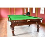 A FULL-SIZE BURROUGHS & WATTS BILLIARD TABLE. 12ft 6ins long x 6ft 6ins wide.