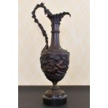A LARGE 19TH CENTURY CLASSICAL BRONZE EWER of classical form with figures and fruiting vines in