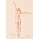 Franco Matania (1922-2006) Italian, A conte crayon study of a female nude, indistinctly signed,