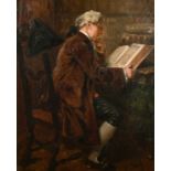 Nineteenth Century British School, A scene of a learned gentleman reading, oil on canvas, signed