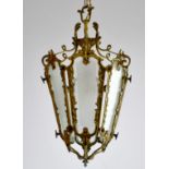 A NICE GILDED HANGING LAMP.