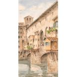 Giuseppe Capineri (1923-1994) Italian, A view of the Ponte Vecchio, watercolour, Signed, 27" x