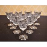 A SET OF TEN WATERFORD SHERRY GLASSES.