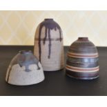 THREE ART POTTERY VASES.