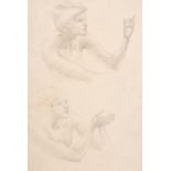 Sir Edward Coley Burne-Jones (1833-1898) British, A pencil study of two figures, 13" x 8" (33 x 20