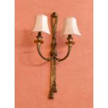 A PAIR OF TWO-LIGHT WALL SCONCES.