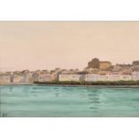 20th century, A Mediterranean port scene, oil on panel, signed with initials 'L.S.', inscribed