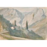 A collection of early 20th century oil on paper sketches of Italian and English scenes,