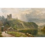 Henry Dawson (1811-1878) British, A view of Chepstow Castle from the River Wye, oil on canvas,