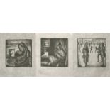 Hermann Fechenbach (1897-1986) three engravings of Old Testament subjects, all 2.3" x 2.5", (7).