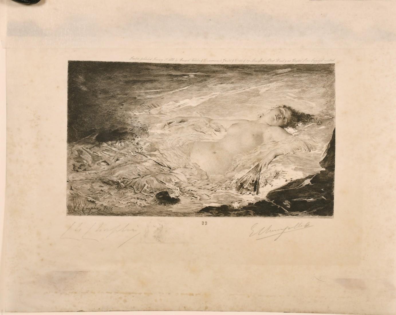 After Charles Chaplin, A reclining female nude, etching, signed in pencil and inscribed, 9" x 6". - Image 2 of 3