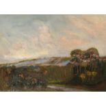 W. Patrick (20th century) A valley landscape at dusk, oil on board, signed, 10.5" x 14.5".