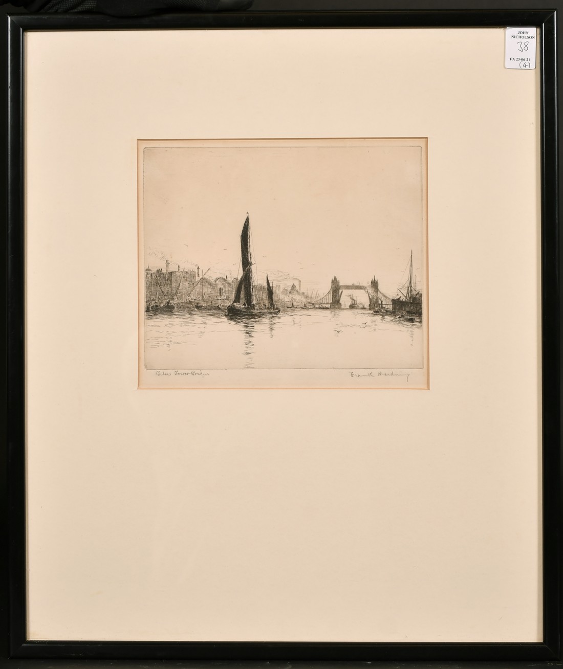 Frank Harding (19th /20th century) 'Waterloo Bridge', Etching, signed and inscribed in pencil, 6" - Image 4 of 9