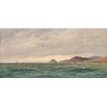 Frederick William Meyer (1869-1922) Shipping of a headland, oil on canvas, signed with monogram,