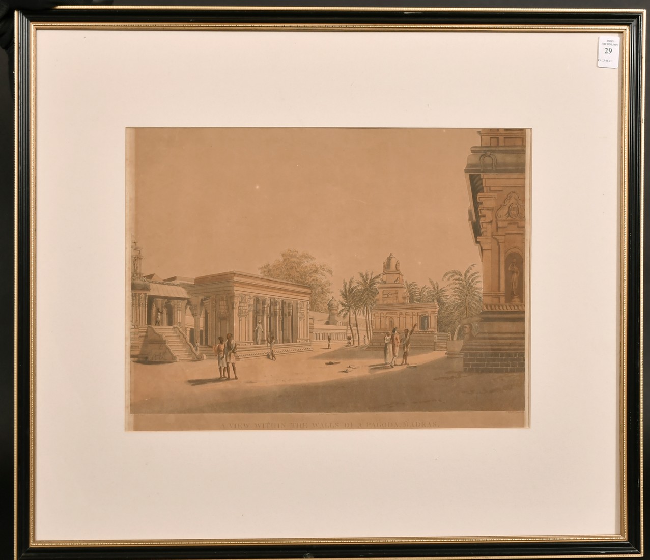 After Col. Ward (19th century) 'A View Within the Walls of A Pagoda, Madras', Aquatint, 11.5" x 16. - Image 2 of 3