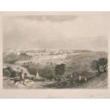 A set of three hand coloured steel engravings of Holy Land scenes, each 6" x 8.5", (3).