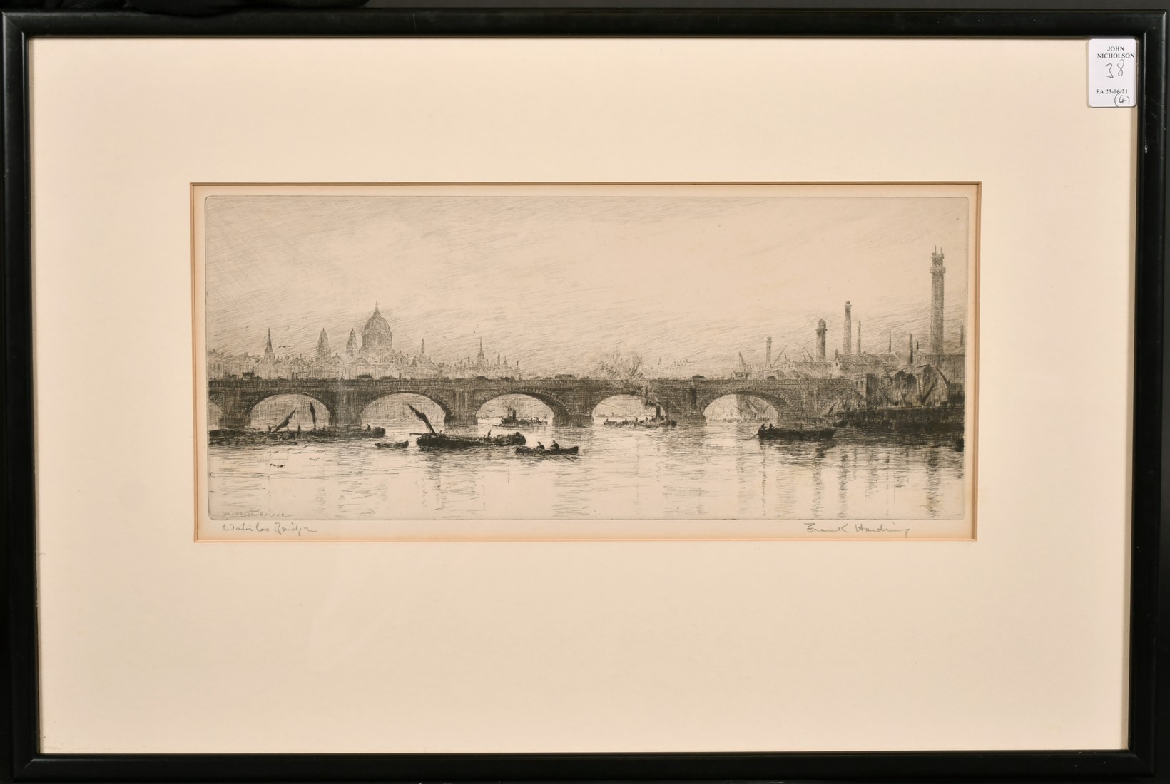 Frank Harding (19th /20th century) 'Waterloo Bridge', Etching, signed and inscribed in pencil, 6" - Image 8 of 9