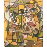 Joseph Dubiel Von LeRach (b.1951) Czech, A Cubist composition of figures, oil on panel, signed,