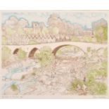 Alan Lumsden (b. 1937) 'Bridge on the Dee', colour etching, 16.25" x 20".