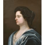 Early 19th century, A head and shoulders portrait of a lady in profile, oil on canvas, 24" x 20", (