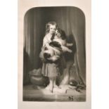 Samuel Cousins after Landseer, 'Beauty's Bath', a young girl holding a spaniel, mixed method