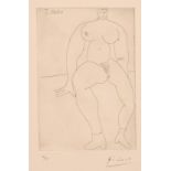 After Picasso, A print of a nude female, 8.5" x 5.75".