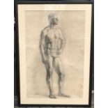 20th Century Russian School, A study of a standing male figure, charcoal, indistinctly signed, 26.5"