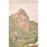 Daphne Todd (b. 1947) British, 'Hermitage near Montserrat', oil on panel, signed, 17" x 11".