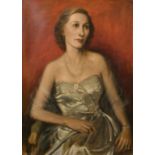 Bernard Powell (1924-1957) British, A half-length portrait of a seated lady, said to be Mrs