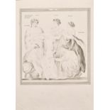 A late 19th century ink drawing of classical Greek figures, 10" x 9.5".