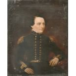 19th century, A half-length portrait of a military officer, oil on canvas, 16" x 13", (unframed).