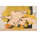 After George Braque, A bird on a yellow background, double page lithograph, 11" x 21.5".