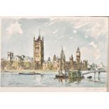 Edward Wesson (1910-1983) British, 'Westminster from Lambeth Bridge', limited edition, signed in