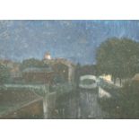 Charles Stokoe 20th century, 'Chelmsford', view of a bridge over a canal, oil on panel, signed,