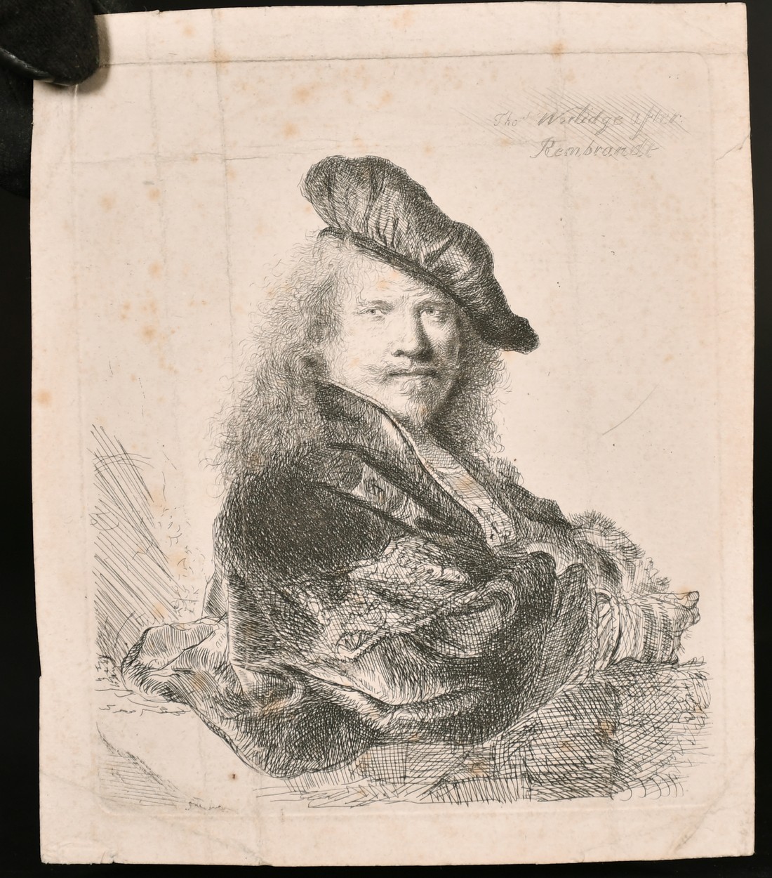 Thomas Worlidge after Rembrandt, engraving, 7" x 6". and two other unidentified etchings the first - Image 2 of 5