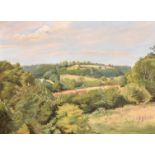 Daphne Todd (b. 1947) British, 'Across the Weald', oil on panel, signed, 13" x 17".