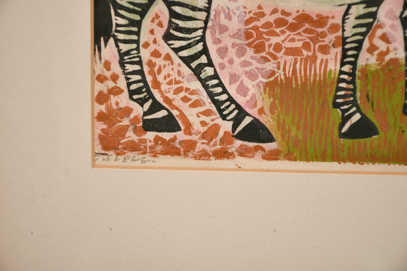 Christine Clegg, 'Zebras', colour linocut, signed in pencil, 11.5" x 10.5". - Image 3 of 4