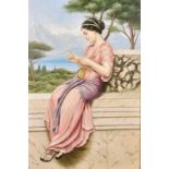 Manner of J W Godward, A classical maiden reading a letter, oil on canvas, 36"x 24".