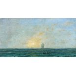 Frederick William Meyer (1869-1922) An oil sketch of a clipper on the open seas at dusk, oil on