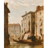 Manner of F. Guardi, A pair of early 19th century oil on canvas Venetian scenes, one indistinctly