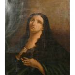 19th century, Study of a fallen Madonna, oil on canvas, 30" x 25", (A/F) (unframed).